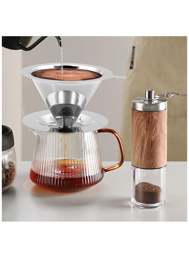 GNAFOTU Coffee Filter-Pour Over Coffee Filter, Stainless Steel Reusable Drip Coffee Filter,Pour Over Coffee Dripper for Manual Production, Coffee Preparation, Coffee Filter Attachment, Easy to Clean  - Image 4