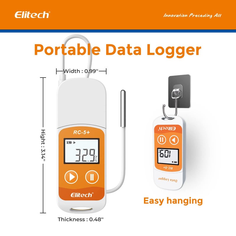 Elitech Elitech RC-5+ TE Digital PDF USB Temperature Data Logger Reusable Recorder Refrigerator Thermometer 32000 Points High Accuracy (Extra External Sensor)  - Image 3