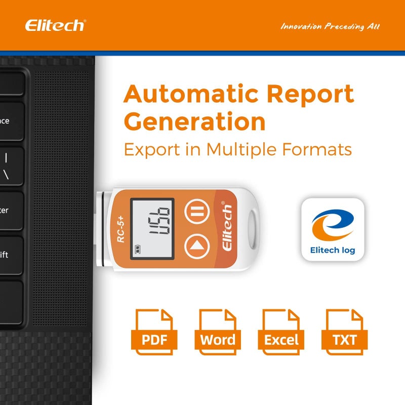 Elitech Elitech RC-5+ TE Digital PDF USB Temperature Data Logger Reusable Recorder Refrigerator Thermometer 32000 Points High Accuracy (Extra External Sensor)  - Image 2