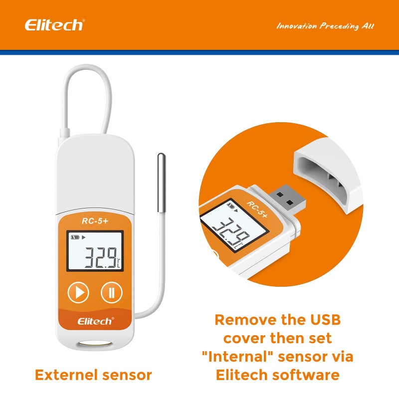 Elitech Elitech RC-5+ TE Digital PDF USB Temperature Data Logger Reusable Recorder Refrigerator Thermometer 32000 Points High Accuracy (Extra External Sensor)  - Image 4