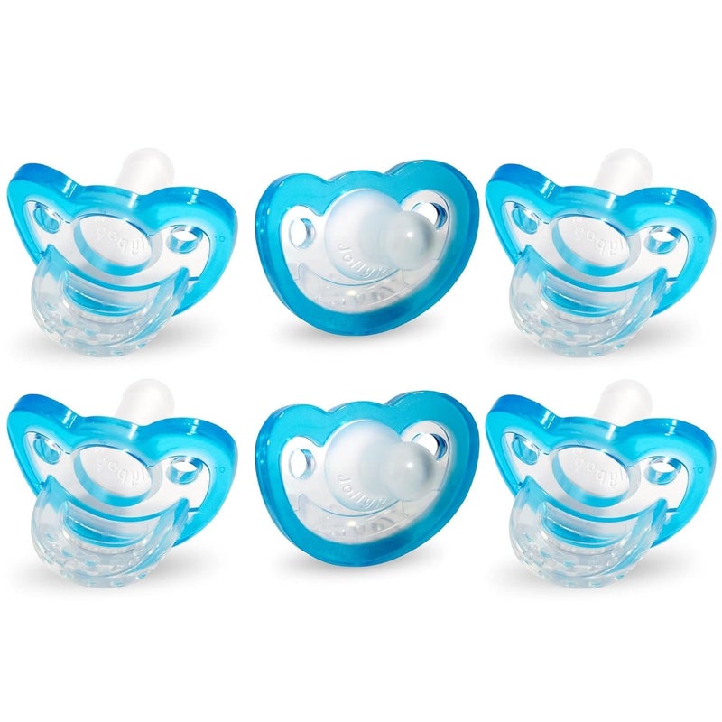 RaZbaby Jollypop Pacifier for Newborns & Up, USA Made, Natural Shaped Orthodontic Binky, Lovingly Shared in NICUs & Hospitals Worldwide, Medical-Grade 100% BPA-Free - 0-3 Months, 6 Pack - Blue - Image 1