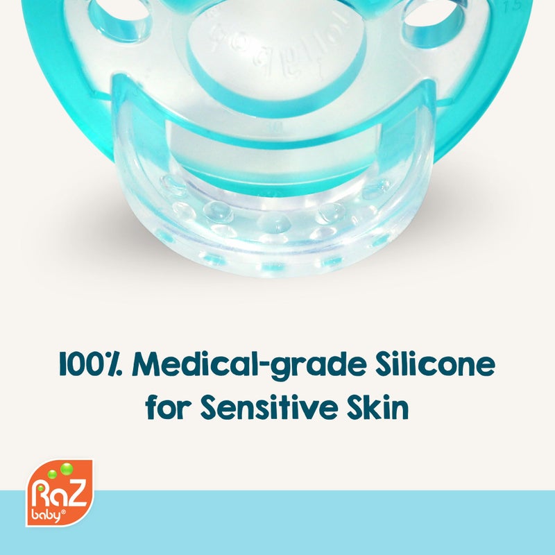 RaZbaby Jollypop Pacifier for Newborns & Up, USA Made, Natural Shaped Orthodontic Binky, Lovingly Shared in NICUs & Hospitals Worldwide, Medical-Grade 100% BPA-Free - 0-3 Months, 6 Pack - Blue - Image 5