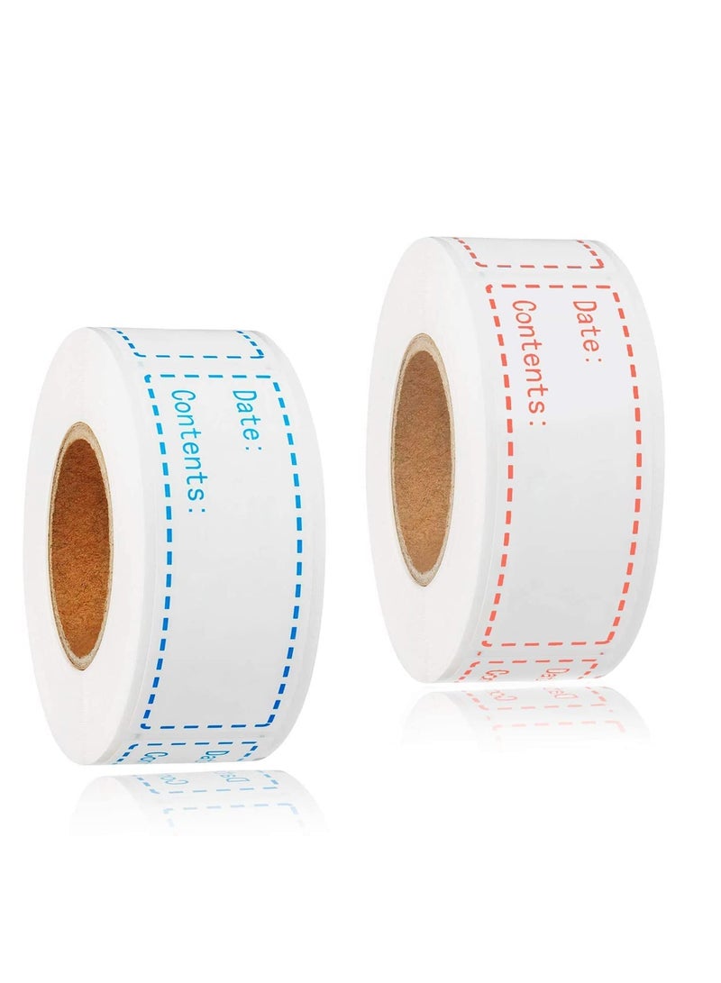 SYOSI 250pcs Removable Freezer Labels, 1 x 3 Inch Food Storage Stickers, Refrigerator Freezer Paper Label Easy Clean Leaves No Residue, 2 Color Food Labels Roll - Image 1