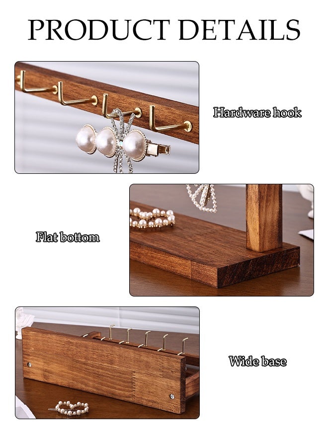 DUNISO 4 Tiers Jewelry Stand Organizer ,Walnut Necklace Holder with Wooden Tray,Display and Storage shelf for  Earring, Necklace ,Ring and Bracelets - Image 3