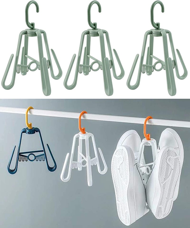 BeFunky Plastic Hanging Shoe Drying Rack Hanger Rotating Shoe Storage Organiser (Green) Pack of 3 - Image 1