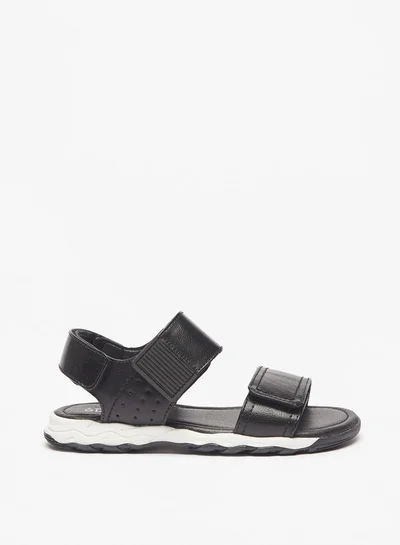 Mister Duchini Boys Solid Backstrap Sandals with Hook and Loop Closure
