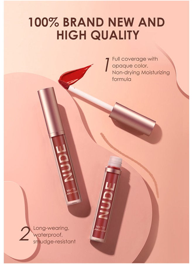 LANGMANNI - Lip Liner and Lipstick Makeup Set, Velvety Matte Liquid Lipsticks and Matching Smooth Lip Liner One Step Lips Makeup Kits Waterproof Long Lasting Matte Lipstick Gift Set(#03) - Image 1