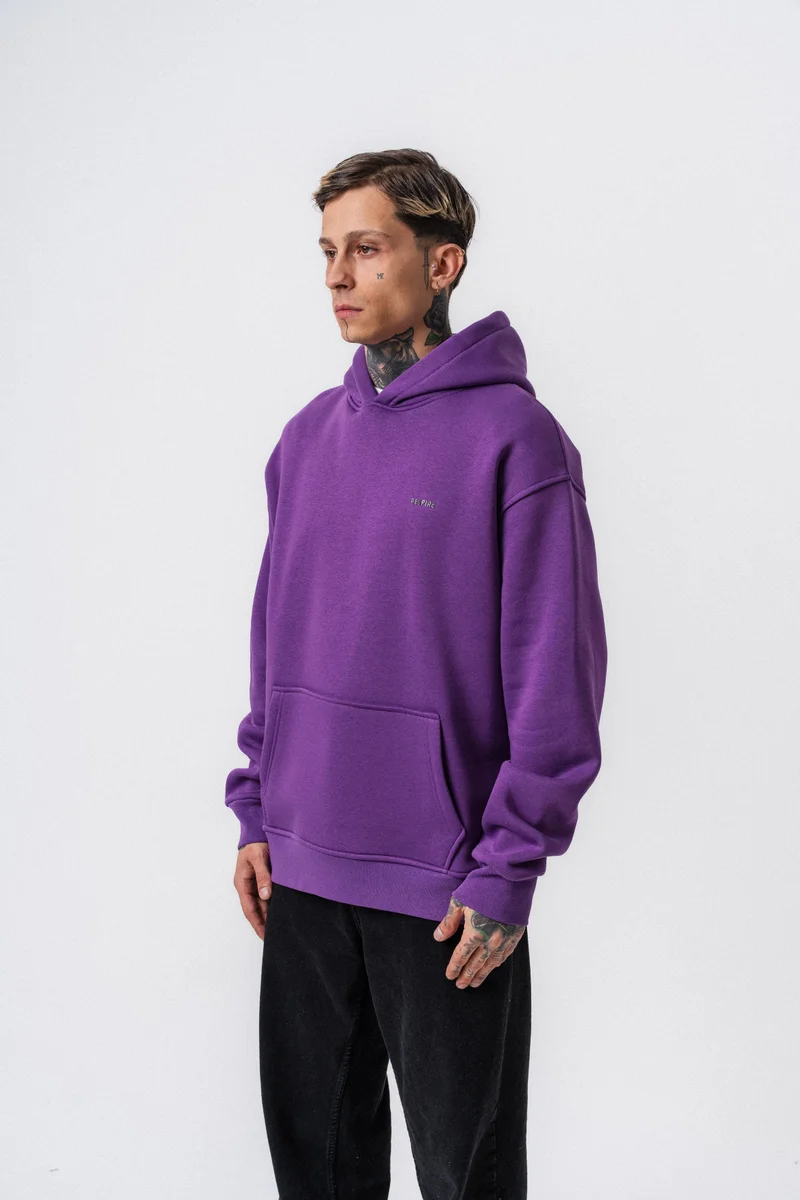 RESPIRE Men's Respire Letter Detail Basic Hooded Oversize Hoodie Lilac