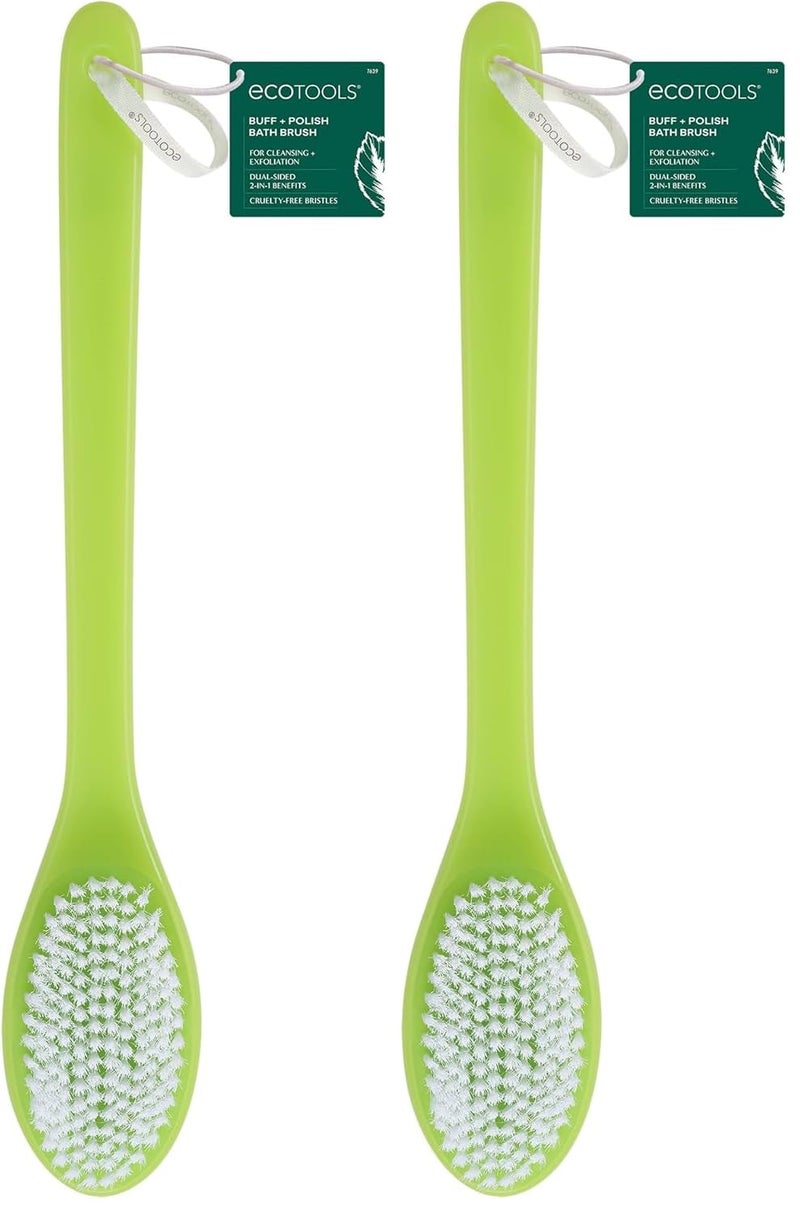 EcoTools Buff and Polish Bath Brush Exfoliating Helps Promote Circulation Dual Sided Brush for Healthy Looking Skin Bath Shower Body Brush For Men Women Green Cruelty Free 1 Count - Image 1