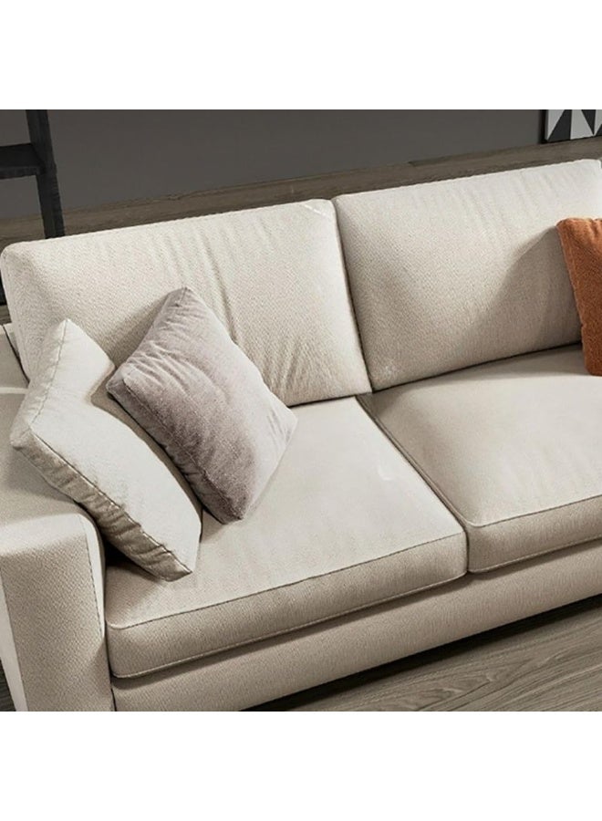 Poppins Home Modern Off-White Sofa - 3-Seater Living Room Couch with Concealed Support, Foam-Filled Seats, Durable Wood Frame - ComfortableFabric Upholstery - Image 2