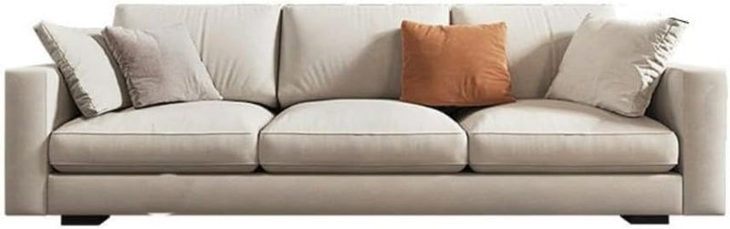 Poppins Home Modern Off-White Sofa - 3-Seater Living Room Couch with Concealed Support, Foam-Filled Seats, Durable Wood Frame - ComfortableFabric Upholstery - Image 4