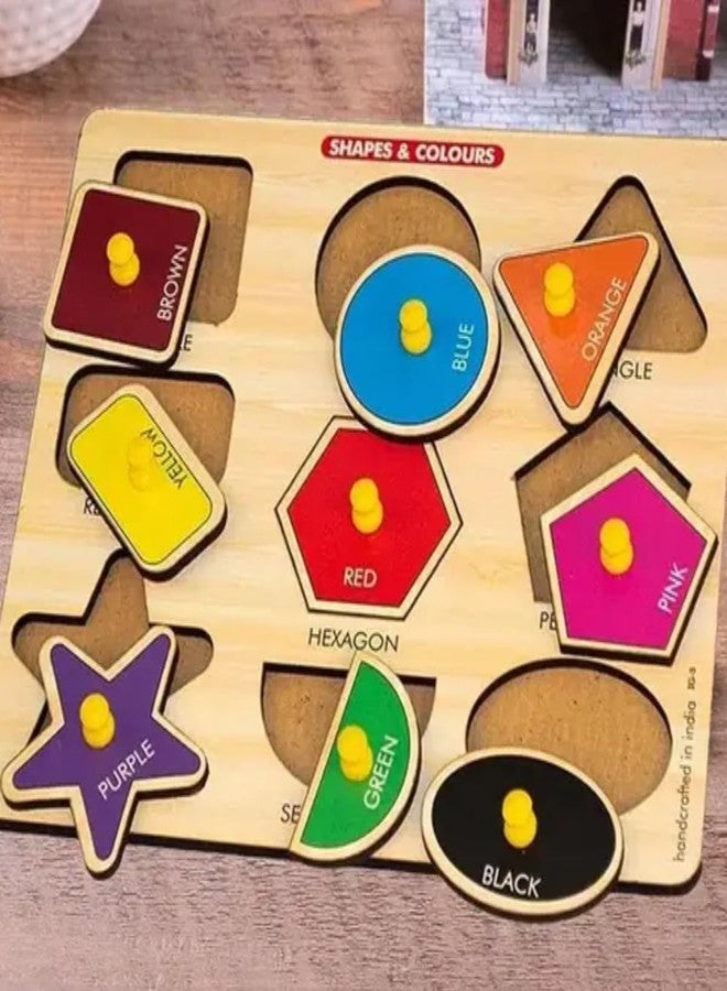 RPC99 5 Shape Toddler Puzzle | Wooden Preschool Learning Toy | Sensorial Toy for Toddler Shape & Color Sorter (5 Geometry Pieces), Puzzle for 6-12m+Kids - Image 3