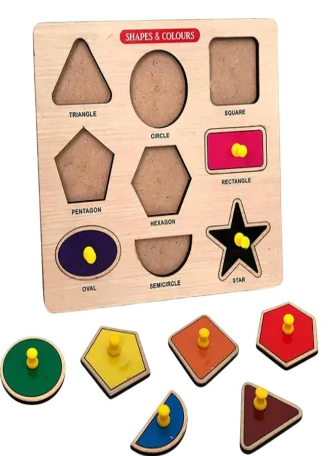 RPC99 5 Shape Toddler Puzzle | Wooden Preschool Learning Toy | Sensorial Toy for Toddler Shape & Color Sorter (5 Geometry Pieces), Puzzle for 6-12m+Kids - Image 1