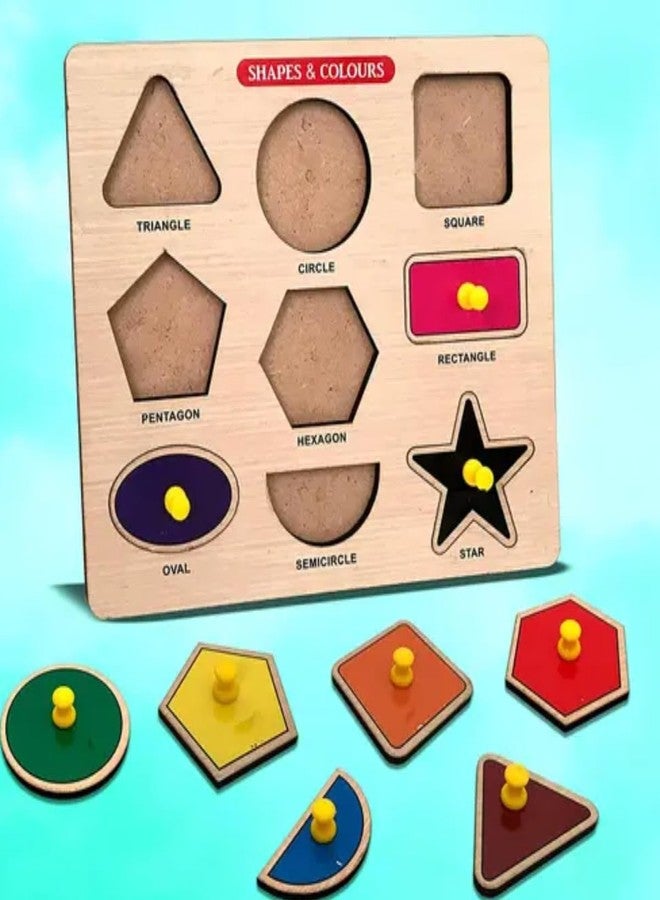 RPC99 5 Shape Toddler Puzzle | Wooden Preschool Learning Toy | Sensorial Toy for Toddler Shape & Color Sorter (5 Geometry Pieces), Puzzle for 6-12m+Kids - Image 4