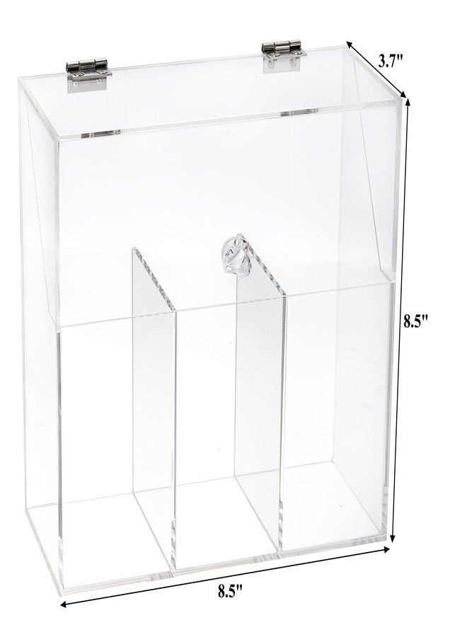Okllen Makeup Brush Holder with Dustproof Lid, White Pearls, Acrylic Clear Makeup Brush Organizer with 3 Compartment, Large Cosmetic Brush Storage Box Case for Vanity, Bathroom, Bedroom - Image 2
