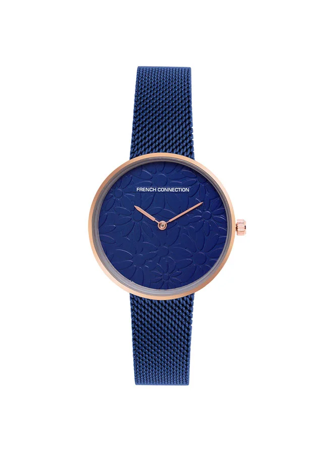 فرنش كونكشن 35mm Women's Quartz Watch with Blue Dial