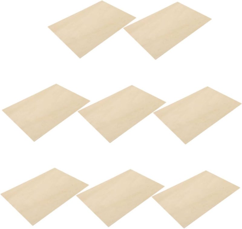 PRETYZOOM 8pcs Natural Rectangular Basswood Sheets 1.5mm Thin Wooden Boards for DIY Crafts Home Decor Art Projects Painting and Carving - Image 1