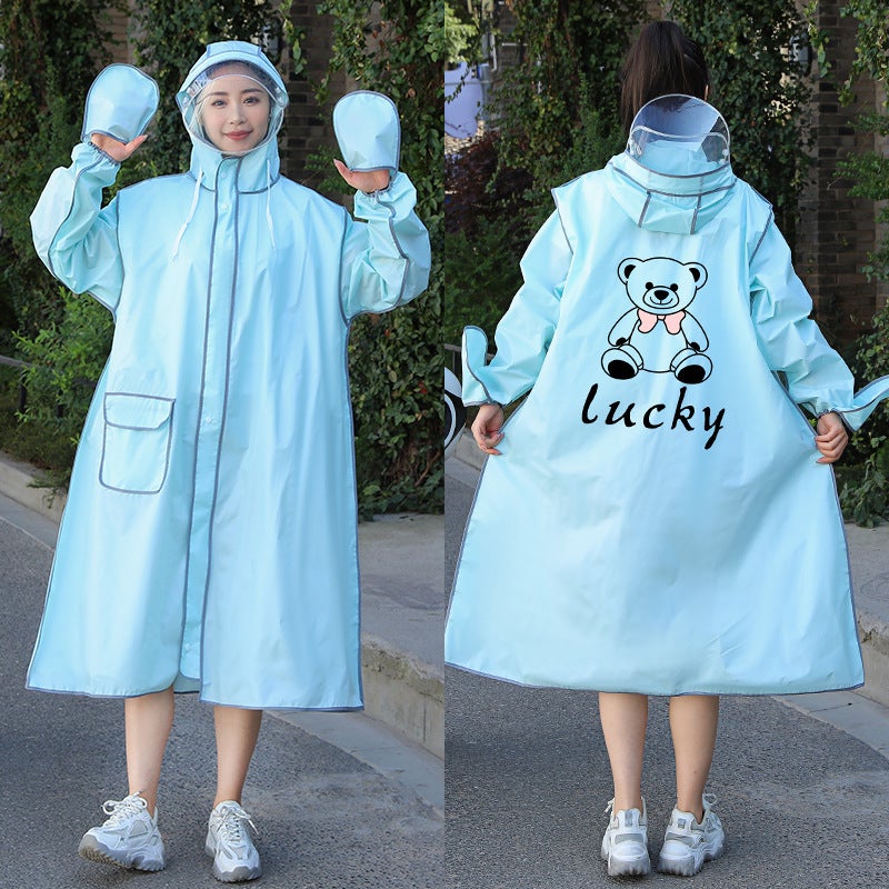 Generic EVA Full Body Raincoat Adult Thickened Extended One-piece raincoat-regular random color (monochrome pattern)