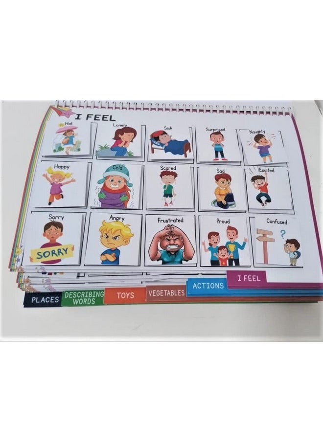 nerdnerdy English Vocabulary Kit for preschool children/ picture flash cards / velcroed cards on day to day topics / includes tracking rubric/language development cards / action word flash cards for kids /language therapy toys/action cards/kids expression cards/verb flash cards for kids/educational kit for kids 5 years/flash cards for vocabulary building  - Image 4