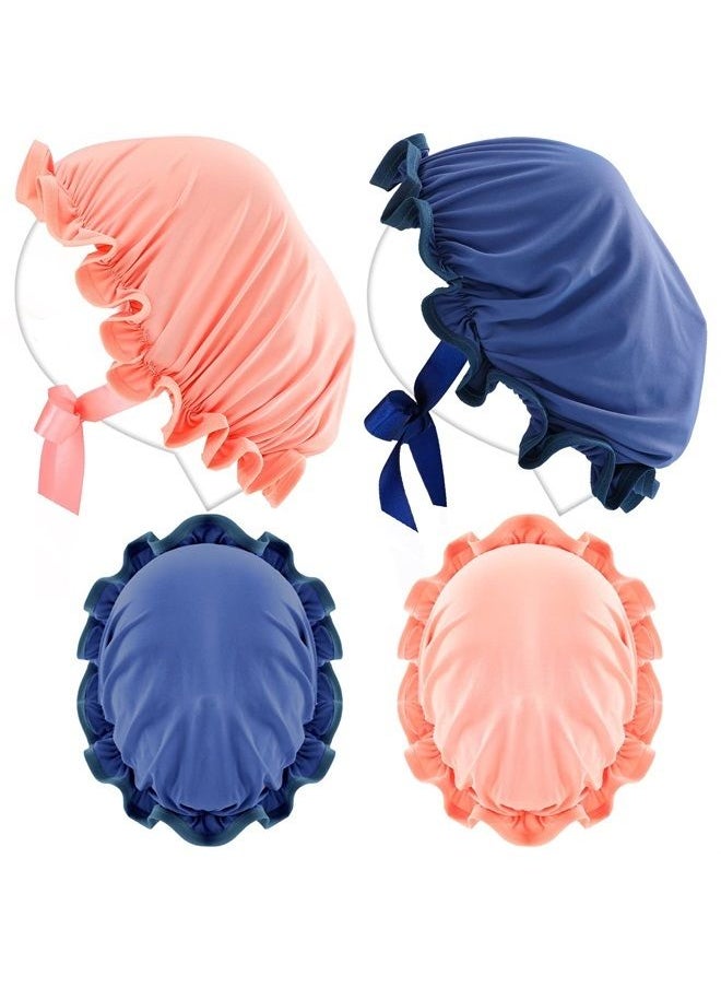 Jiuguva 4 Pieces UV Protection Tanning Face Cover Face Tanning Mask Tanning Hair Cap Protective Hair Bonnet for Women Girls Salon, Blue and Pink, 5.91 x 4.33 Inches  - Image 1