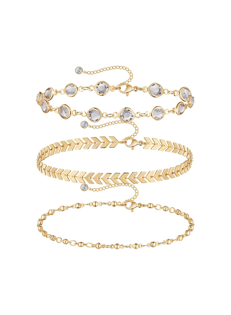 SYOSI Cuban Chain Anklet 14K Gold Ankle Bracelets Stainless Steel Anklet Ankle Bracelets Adjustable Gold Plated Ankle Bracelets for Summer Sandals Barefoot Jewellery - Image 1