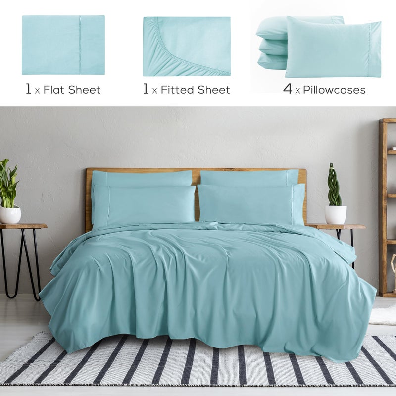 مولر Mueller Ultratemp King Size Sheets مجموعة Super Super 1800 6 قطعة جيب عميق يصل إلى 16 "أوراق التبريد" التحويلات ذات الحجم الحراري تتنفس أفضل تجاعيد هايبوينيك مائي - Image 2