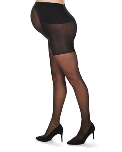MeMoi Maternity Sheer Pantyhose for Women, Extra Large Waist Pregnancy Shapewear, 12 Denier - Sizes Small to Q2, Black, Small/Medium - Image 4