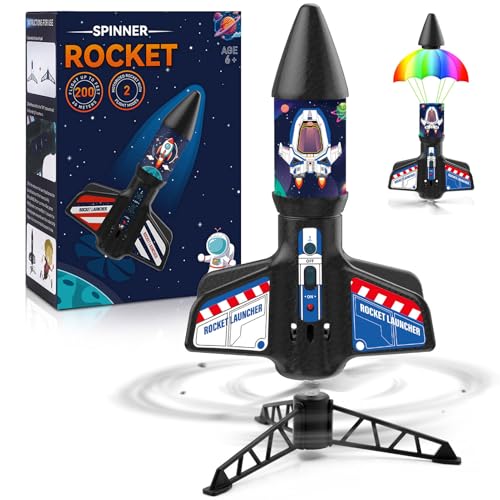 Eieymct Rocket Launcher for Kids SelfLaunching 200 ft Motorized Outdoor Electric Play Toy High Flying Kids Play Air Rocket with Launch Set Birthday Toys Gifts for Boys 812 Rocketship Pattern - Image 1