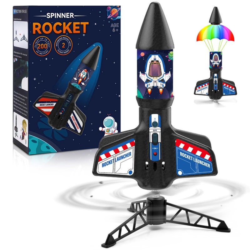 Eieymct Rocket Launcher for Kids SelfLaunching 200 ft Motorized Outdoor Electric Play Toy High Flying Kids Play Air Rocket with Launch Set Birthday Toys Gifts for Boys 812 Rocketship Pattern - Image 3