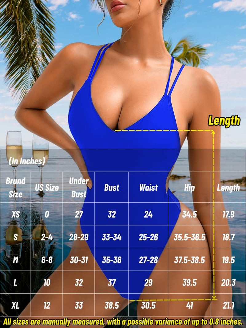 ShawGobow Sexy Swimsuit for Women,Backless Scrunch Butt High Cut Monokini,One Piece Cheeky Bathing Suit Beach Pool Party,Blue,Small - Image 5