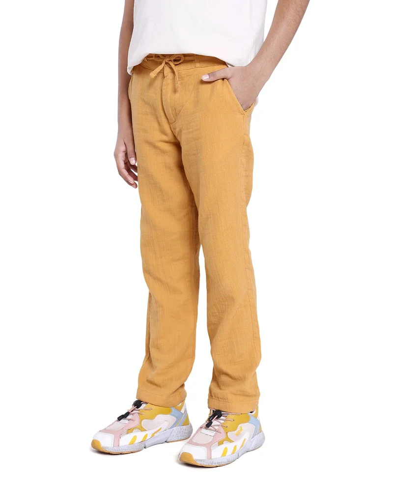 Rare Ones Rare Ones Kids Prest Mustard Regular Fit Solid Trouser