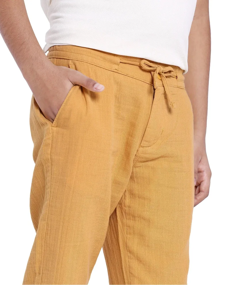 Rare Ones Rare Ones Kids Prest Mustard Regular Fit Solid Trouser
