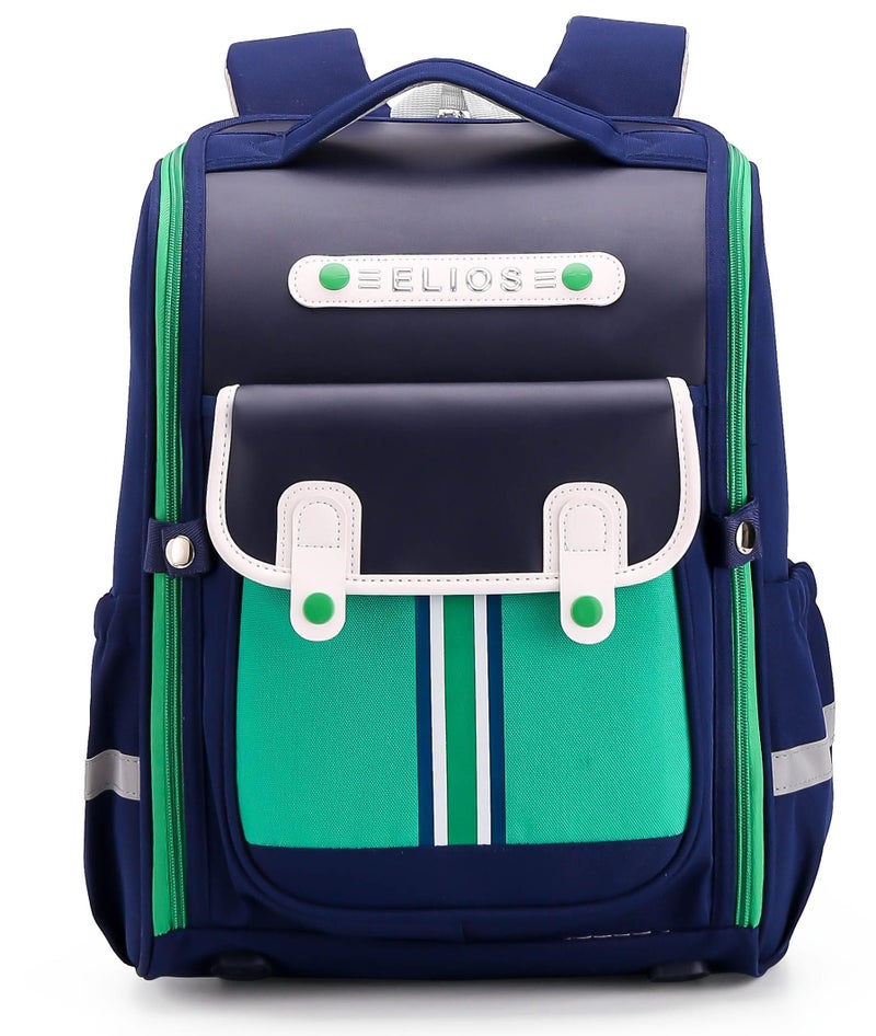 Elios British Design Kids School Backpack for Boys and Girls, 360Â° Reflective Design, Spinal Care, Heat Dissipation, Functional Storage, Ages 7-12, Grades 3-6 Birthday & Rakhi Gift (Blue-Green) - Image 2