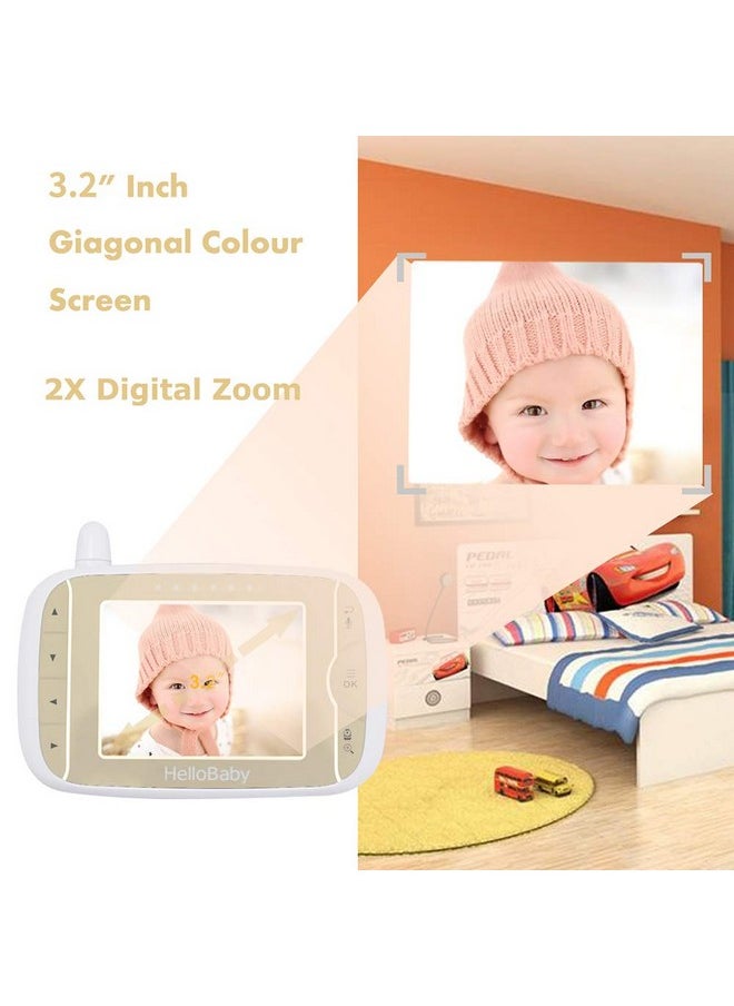 Hellobaby HelloBaby Baby Monitor with Remote Pan-Tilt-Zoom Camera and 3.2'' LCD Screen, Infrared Night Vision, Temperature Display, Lullaby, Two Way Audio, with Wall Mount Kit  - Image 2