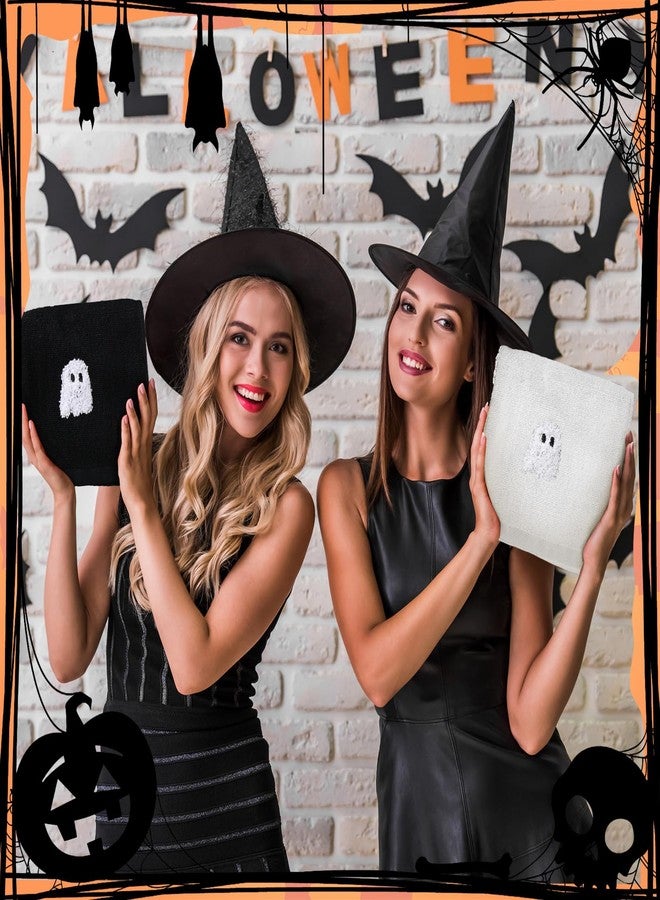 Oudain 3 Pcs Halloween Ghost Hand Towels for Bathroom 100% Cotton Ghost Embroidered Kitchen Towels 13.7 x 29.5 Inch Rustic Gifts for Halloween Bath Shower Farmhouse Decors Housewarming - Image 4