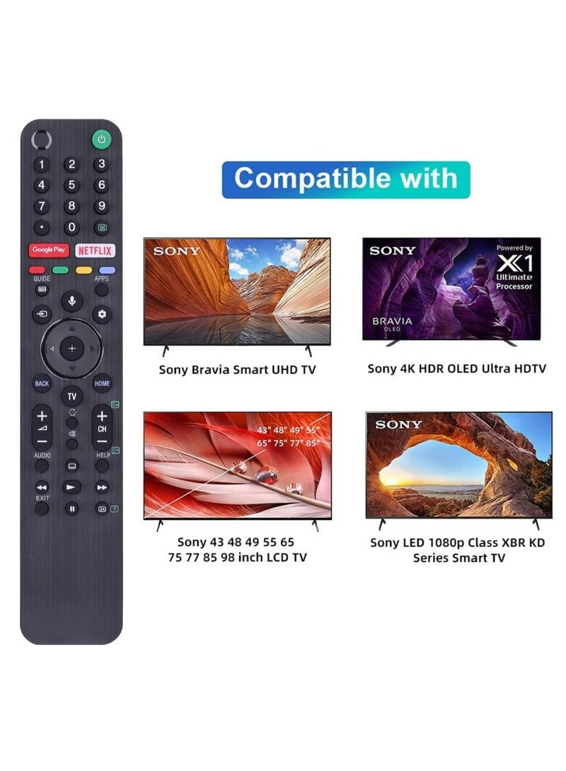 RMF-TX500U Compatible Remote Control For Sony Bravia LED OLED LCD 4K UHD HDTV HDR Android Smart Tv, With Google Play, Netflix Button (Voice Command Universal Remote) Black