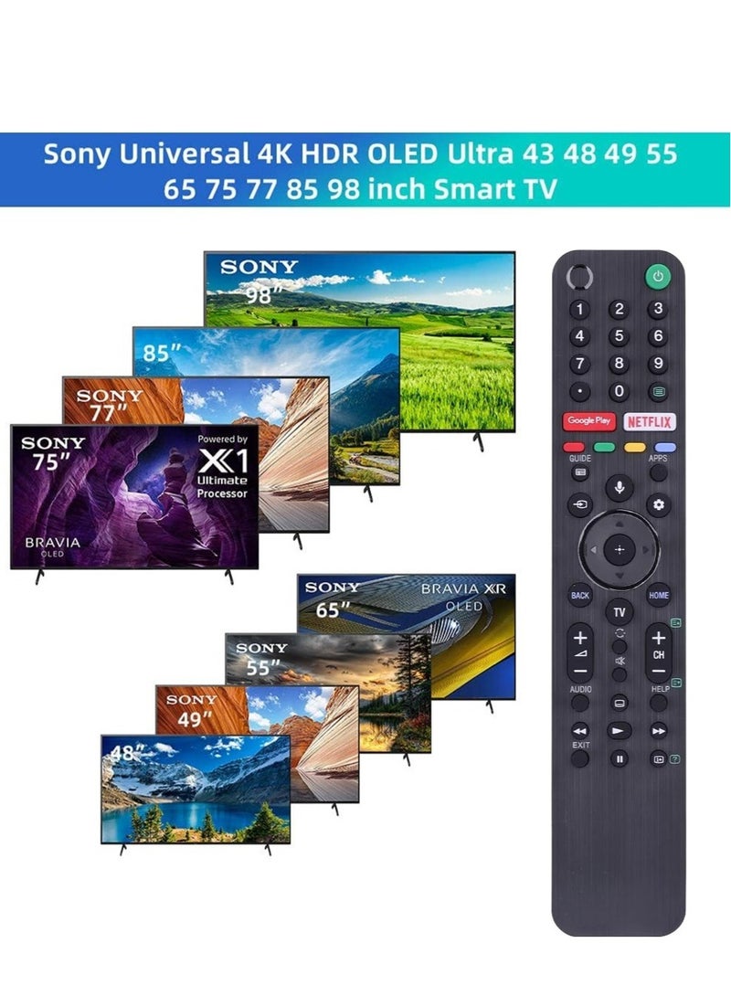 RMF-TX500U Compatible Remote Control For Sony Bravia LED OLED LCD 4K UHD HDTV HDR Android Smart Tv, With Google Play, Netflix Button (Voice Command Universal Remote) Black