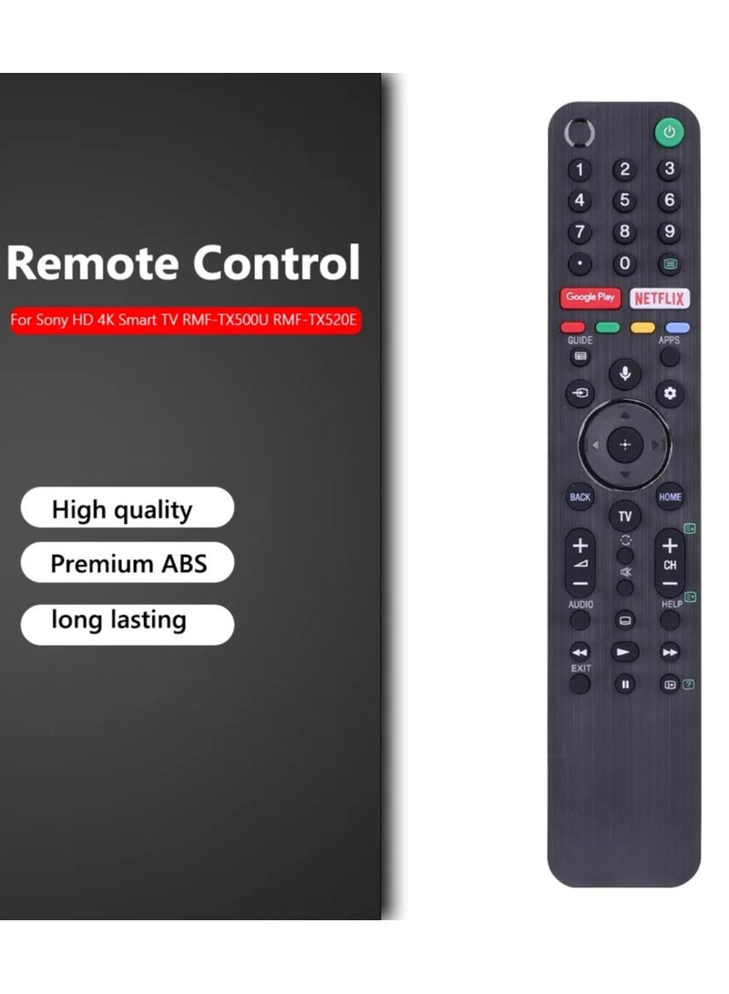 RMF-TX500U Compatible Remote Control For Sony Bravia LED OLED LCD 4K UHD HDTV HDR Android Smart Tv, With Google Play, Netflix Button (Voice Command Universal Remote) Black