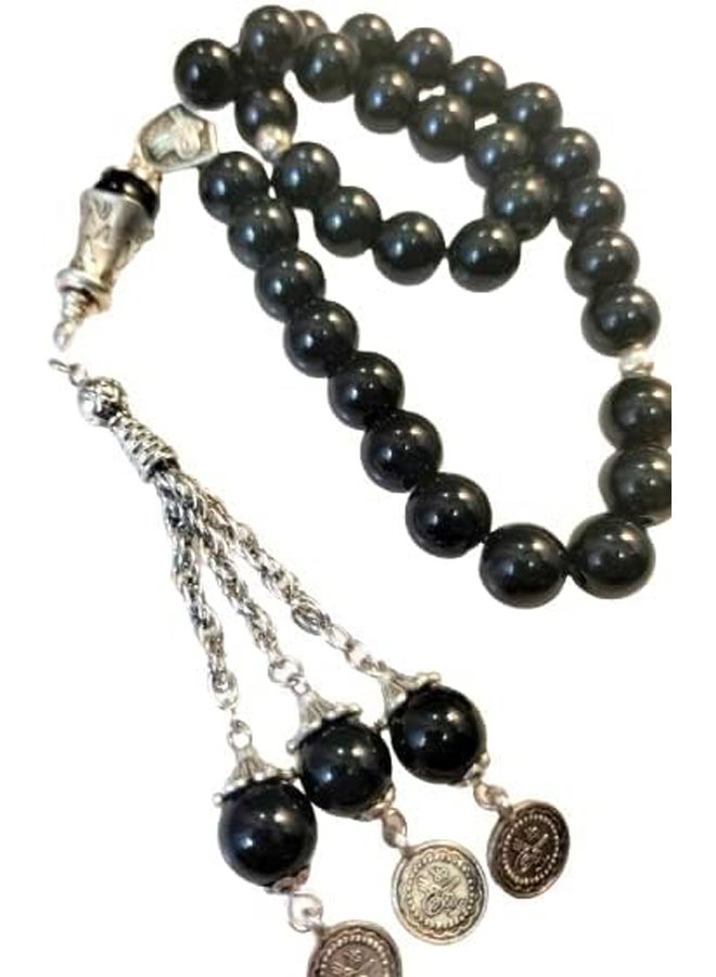 Natural Black Agate Gemstone 33 Beads Rosary - Image 2