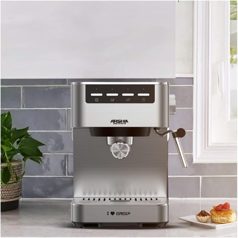 Arshia Espresso Machine EM270-3215 - 20 Bar Pump, 1L Capacity, Adjustable Drip Tray - Image 3
