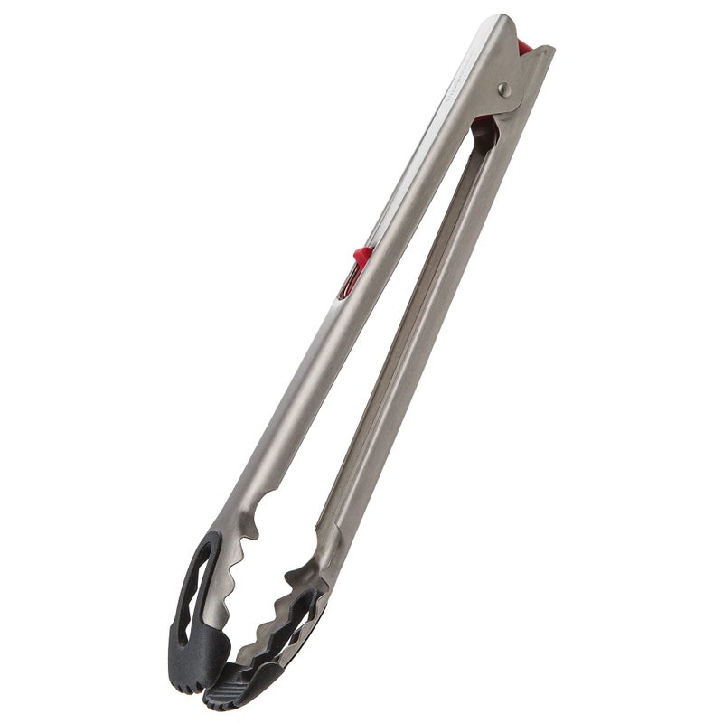 Prep Solutions 12Inch Stainless Steel OneHanded Locking Tongs Ergonomic Design for Easy Gripping and Serving