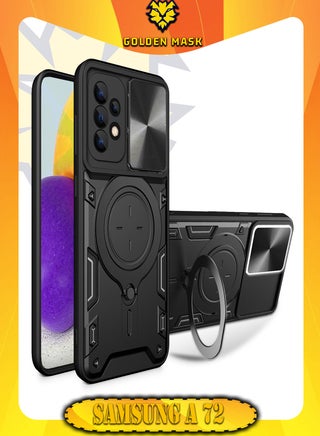 جولدن ماسك لهاتف سامسونج جالاكسي اية 72 (Samsung Galaxy A72) جراب حماية مع باب جرار لحماية عدسة  الكاميرا المدرعة مدمج بزاوية 360 درجة - (اسود) - pzsku/ZDB19F3151D8F9A15DD02Z/45/_/1725119056/0d9c815f-f428-4bf3-87e4-cf2829b5f412