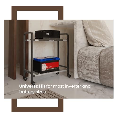 Lifelong Single Battery Inverter UPS Trolley Stand | Sturdy, Compact & Portable Design | Rust Resistant Inverter Stand for Home with Lockable Wheels | Inventer Cabinent Box, Supports Upto 80 KG - Image 3