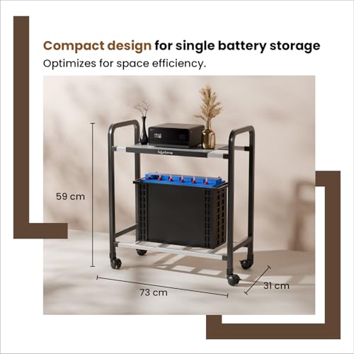Lifelong Single Battery Inverter UPS Trolley Stand | Sturdy, Compact & Portable Design | Rust Resistant Inverter Stand for Home with Lockable Wheels | Inventer Cabinent Box, Supports Upto 80 KG - Image 4