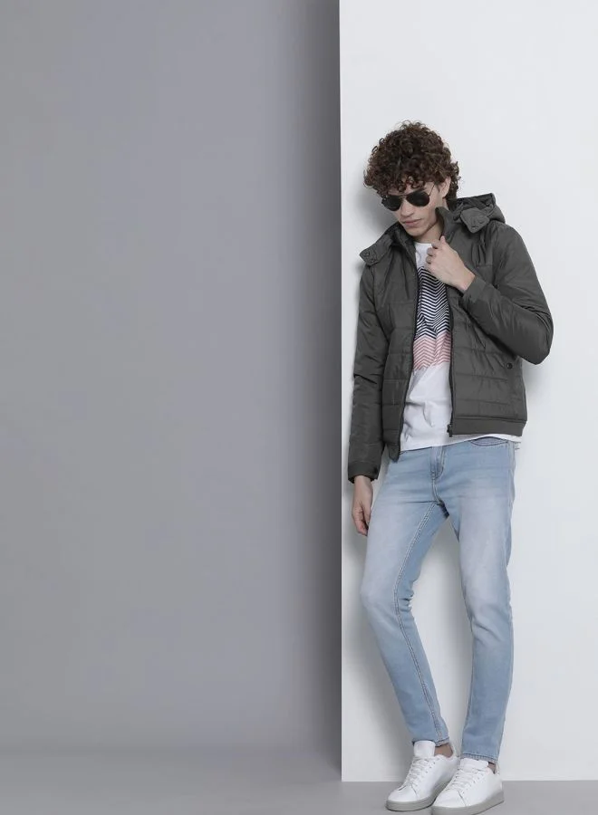 The Indian Garage Co Men Slim Fit Solid Puffer Jackets