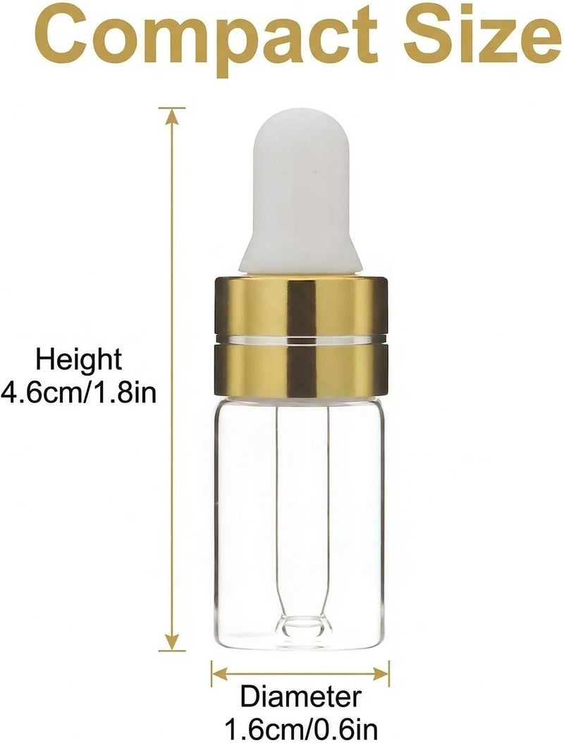 UPSTORE 24PCS 3ML/0.1oz Empty Refillable Mini Clear Glass Essential/Massage Oil Dropper Bottles Cosmetic Makeup Perfume Sample Travel Packing Vial Jars Pot With Glass Eye Dropper And White Rubber Head - Image 3
