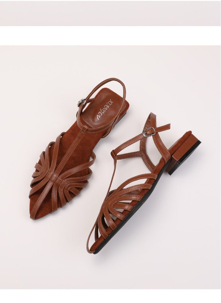 SIKETU Summer New Fashionable And Versatile Knitted Low Heel Roman Shoes For Women's Travel Beach Sandals  - Image 2