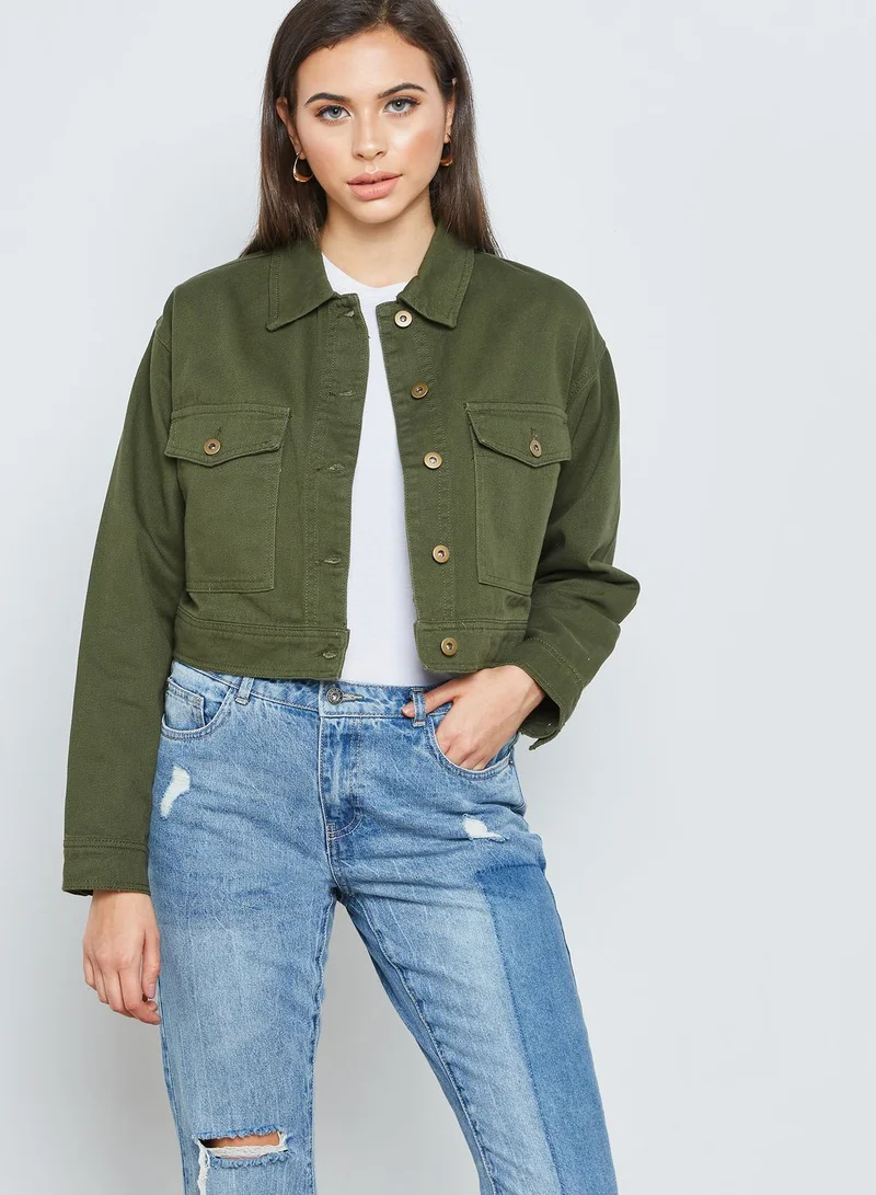 FOREVER 21 Cropped Denim Jacket