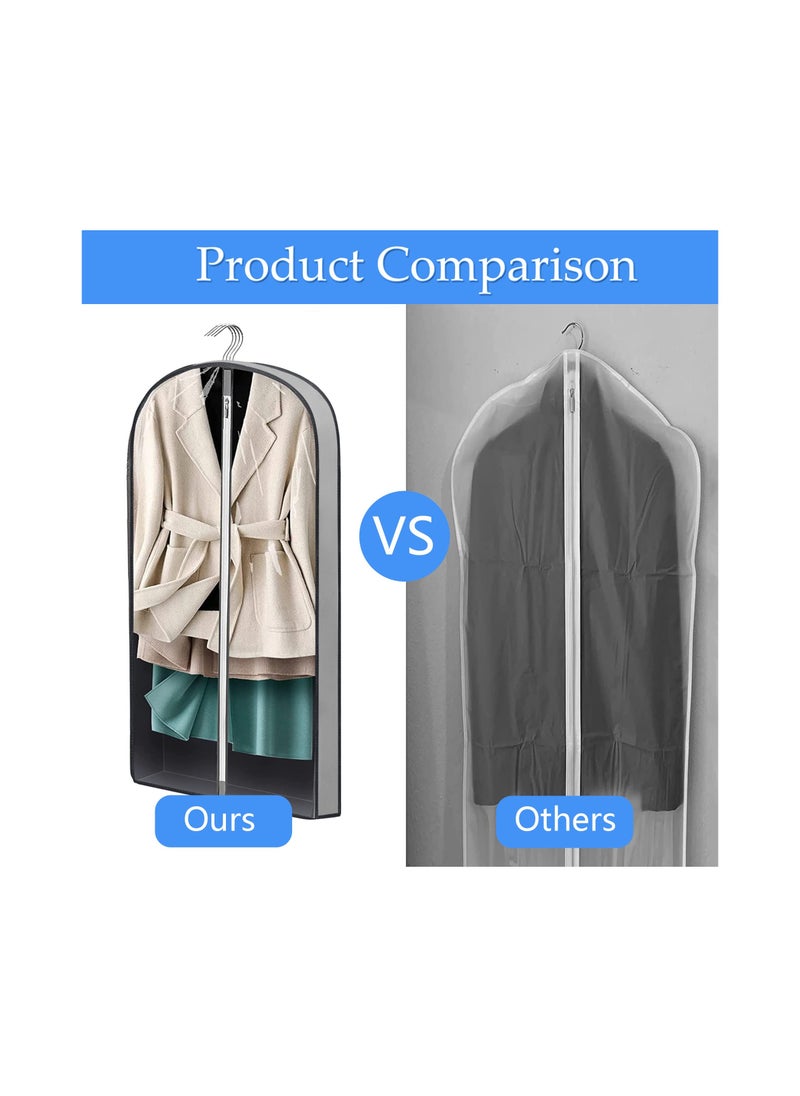 SYOSI - Garment bags Suit cover bags for hanging clothes 100cm, Moth Proof Dress Bag Covers Damp-proof Suit Storage Bag Clothes, Plastic Protector for Jacket, Coat, Sweater, Shirts 3 Packs (Grey) - Image 1