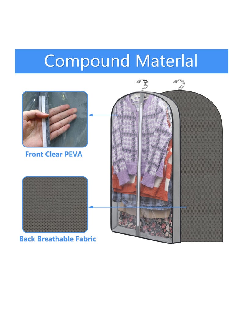 SYOSI - Garment bags Suit cover bags for hanging clothes 100cm, Moth Proof Dress Bag Covers Damp-proof Suit Storage Bag Clothes, Plastic Protector for Jacket, Coat, Sweater, Shirts 3 Packs (Grey) - Image 1